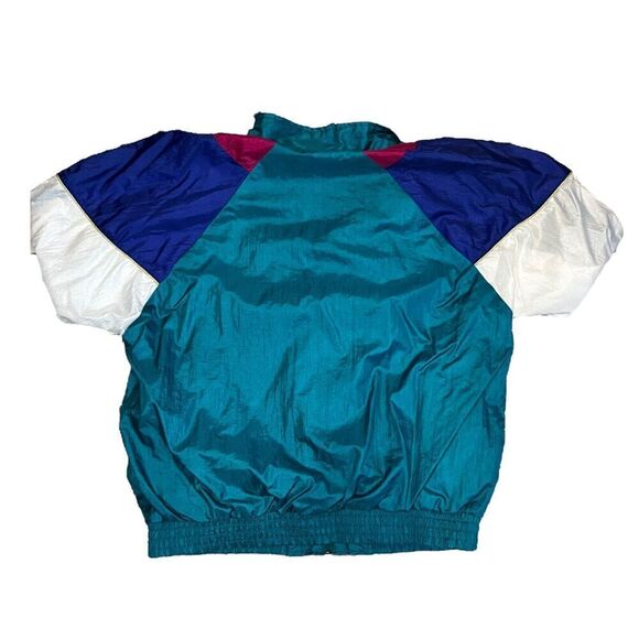 Vintage Bolo Sports Full Zip WIndbreaker Size Large Multicolor Geometric Floral - Picture 3 of 7